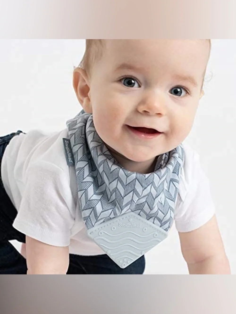 BooginHead Cotton Baby Bandana Teething Bib 2-Pack, Blue Feathers